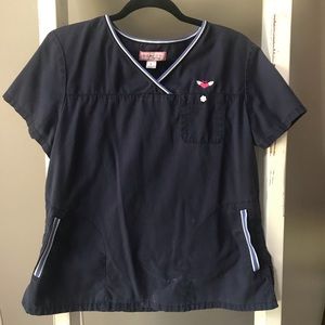 Large koi Scrub top navy
